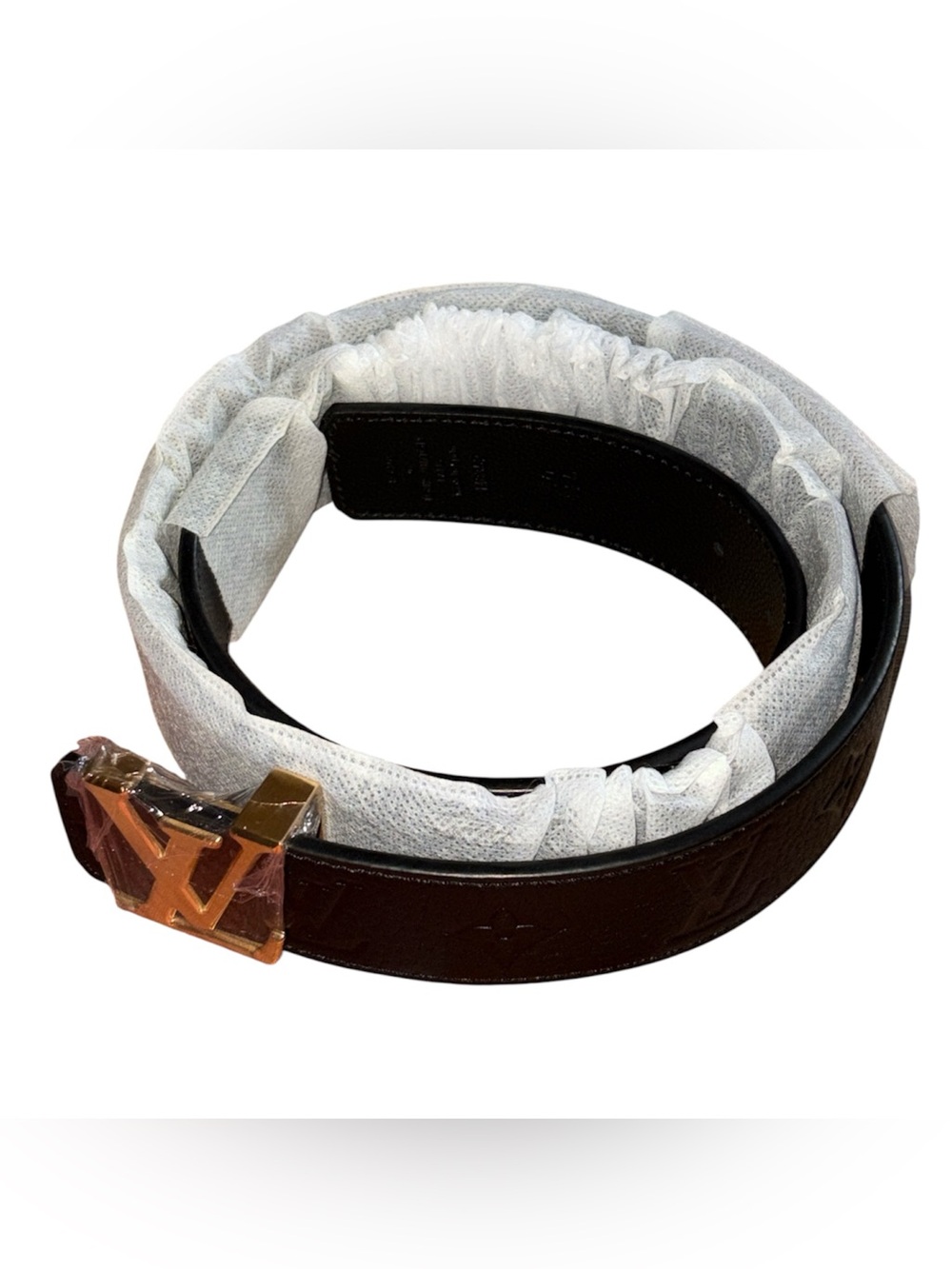Fashion Lux Men's Black Leather Belt with Gold Buckle